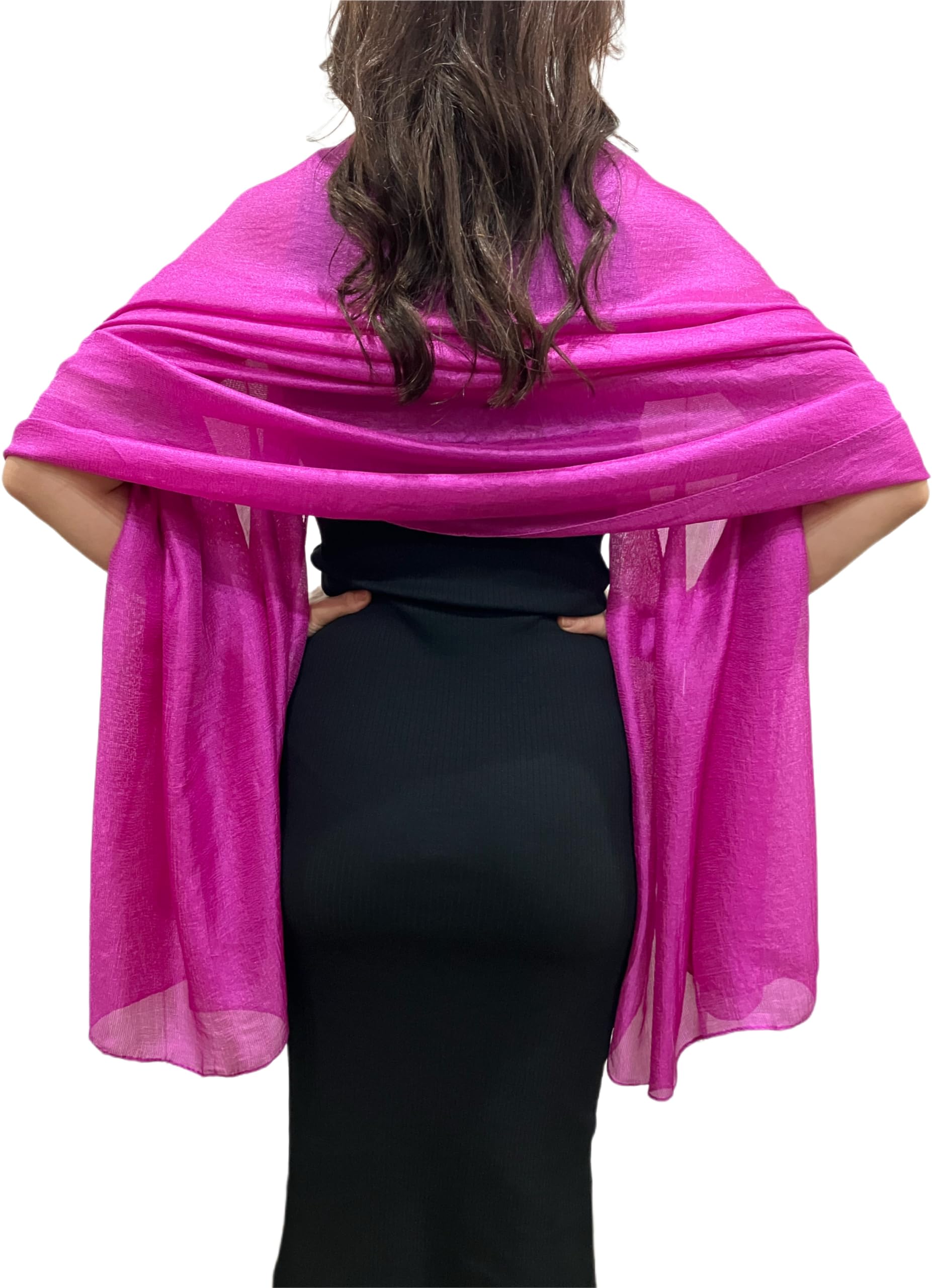 Central Chic Women's Violet Large Silky Shimmery Pashmina Shawl Stole Wrap Scarf Weddings Party Scarf For Weddings Bridesmaids Parties (Violet)