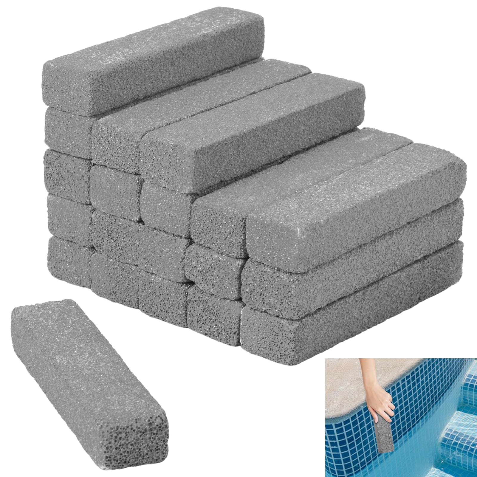 24 Pcs Pools Pumice Stone for Pool Cleaning Blok with 2 Size Swimming Pumice Pool Tile Stone for Pools & Spa Tile, Grout & Concrete Cleaning，Pumice Block，Pool Clearning Supplies-image-9