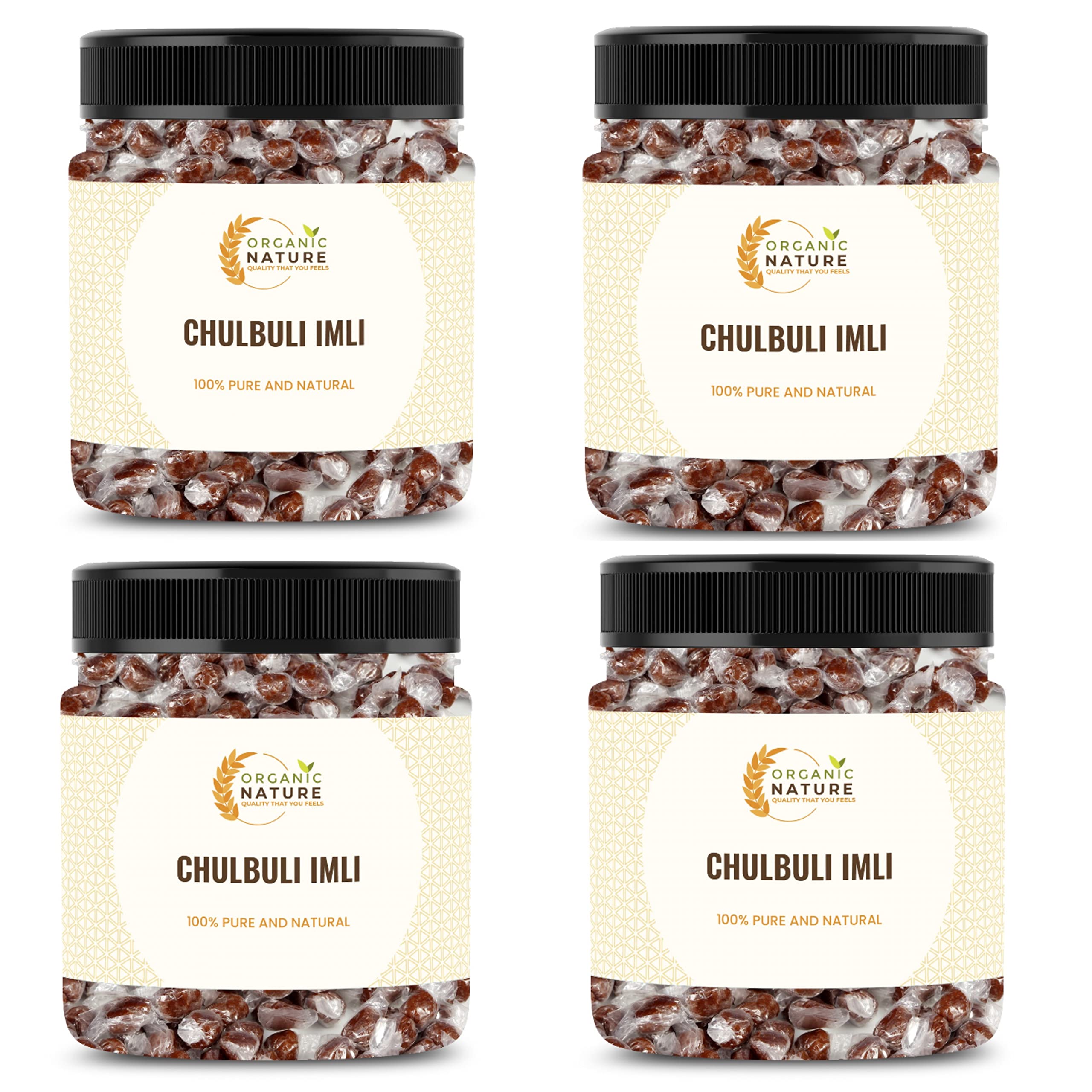 Organic Nature Imli Candy Khatti Methi Imli Chulbuli Imli Tamarind Twist Candy Tamarind Candy [Jar Pack] (1 Kg (Pack of 4 of 250 Grams))