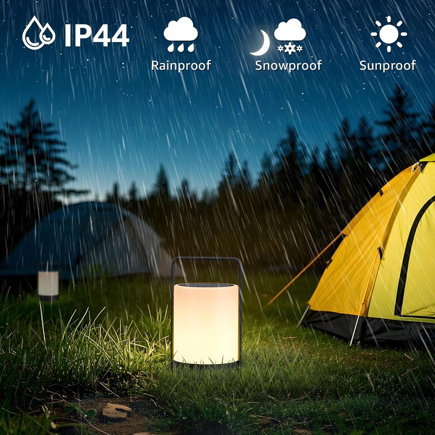 uuffoo Solar Lantern LED Outdoor Table Lamp Cordless IP44 RGB and Warm White for Patio Camping Restaurant Terrace - Image 5