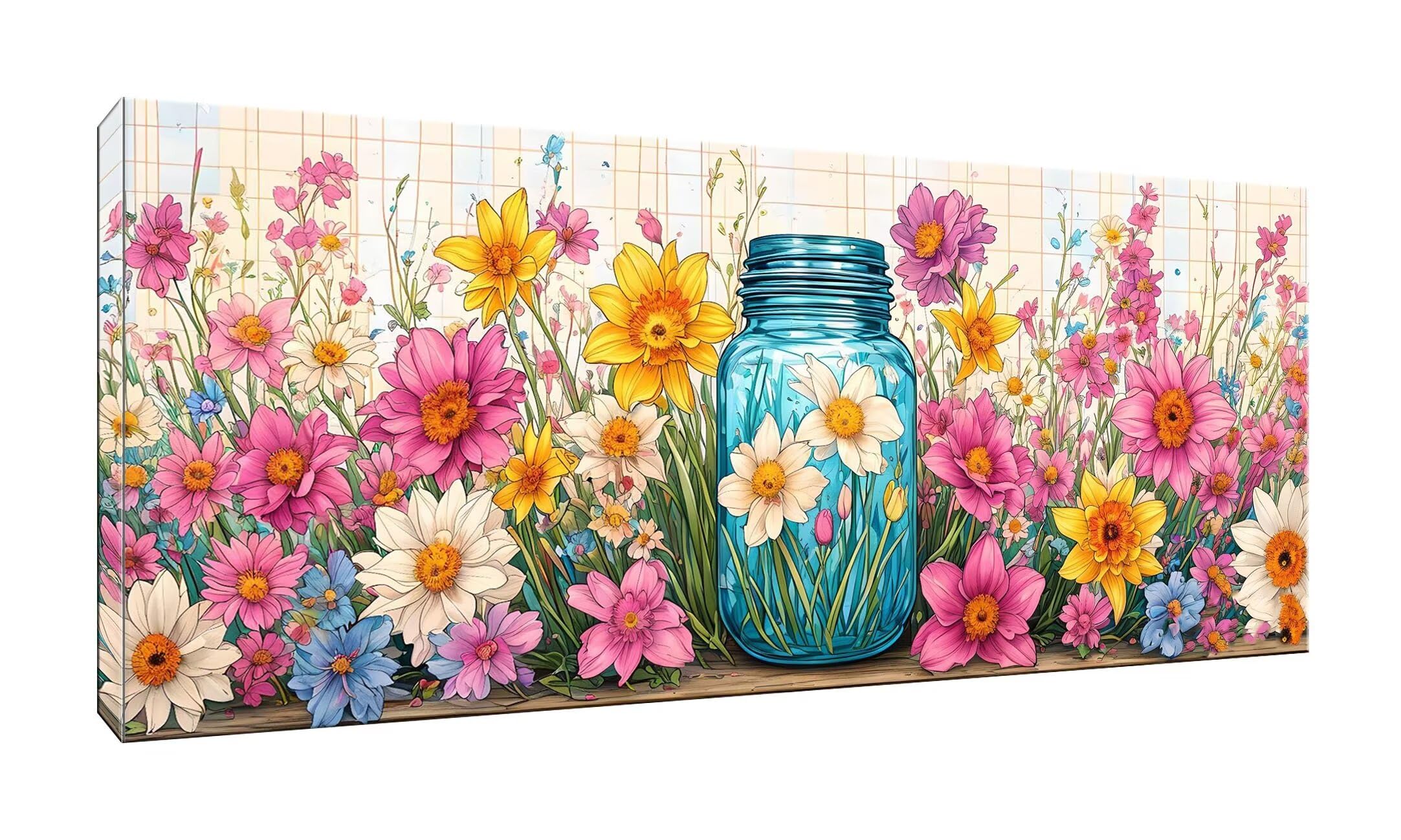 Malen Nach Zahlen Erwachsene xxl, Paint by Numbers Malen Nach Zahlen Blume Flasche, DIY Geschenk Art mit Pinseln und Acrylfarben Handgemalt Ölgemälde Leinwand für Home Décor, Ohne Rahmen 80x160cm W858