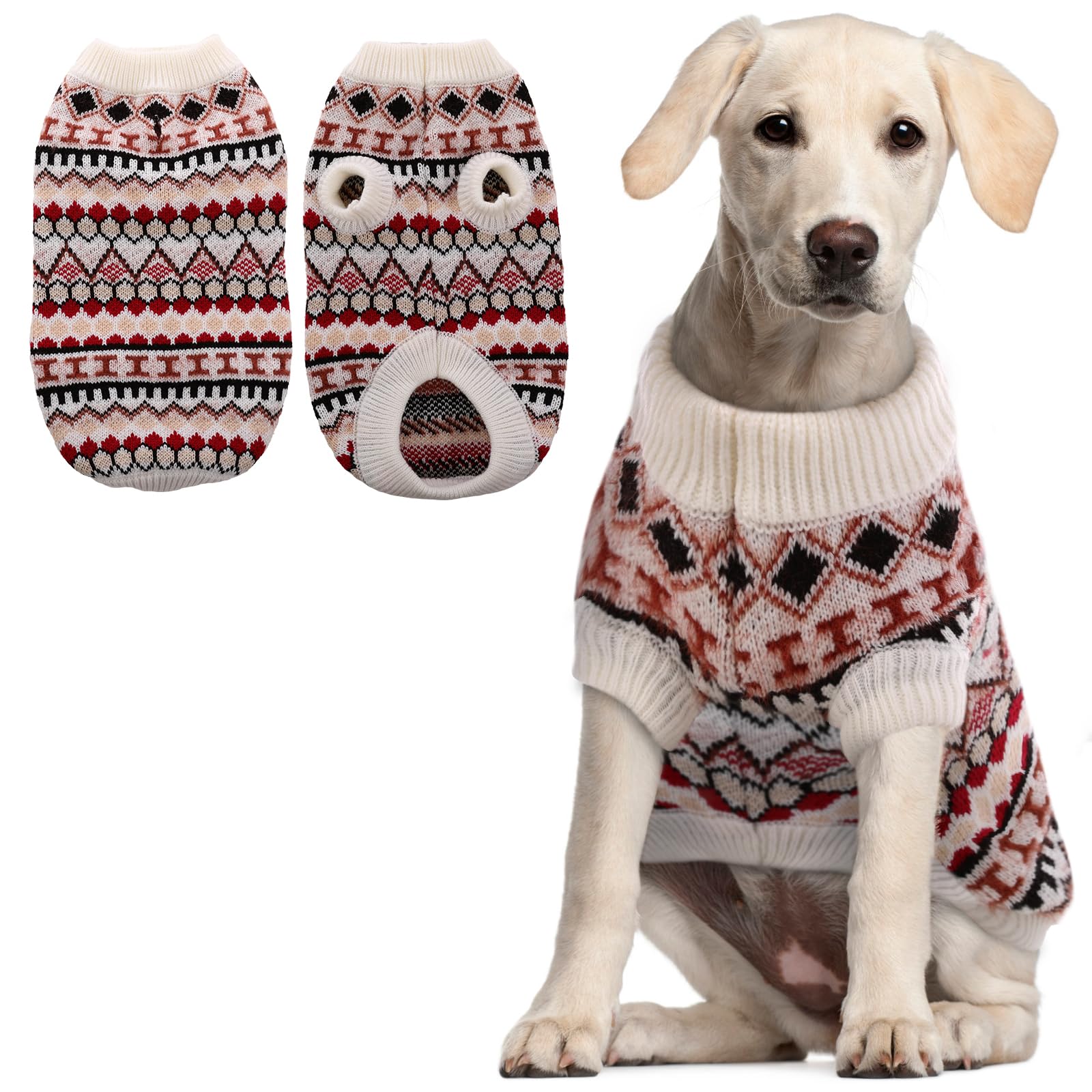 Hjumarayan Maglione Cane - Maglione Natalizio Cane Caldo Maglioncino Cane Boho Maglione Cane Taglia Media, Maglioncini per Cani Bordo a Coste Maglia Cane Elasticizzato (Rosso XXL)