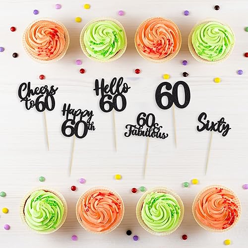 Miniatura 120 de 36 piezas de decoración para cupcakes de 10º cumpleaños con purpurina negra Hello 10 Ten Cupcake Picks Sweet 10 Double Digits Cake Decor for 10th