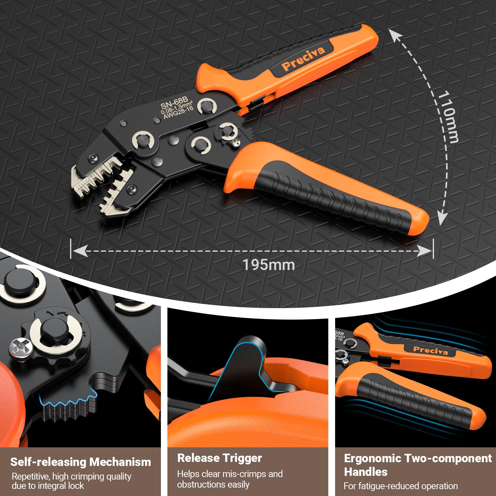 Preciva Crimping Tool Set for Dupont AWG28-16 2 in 1 Wire Crimp Tools with 896pcs Cable Terminals for ATX/EPS/PCIE/SATA/Spade Connectors - Image 4
