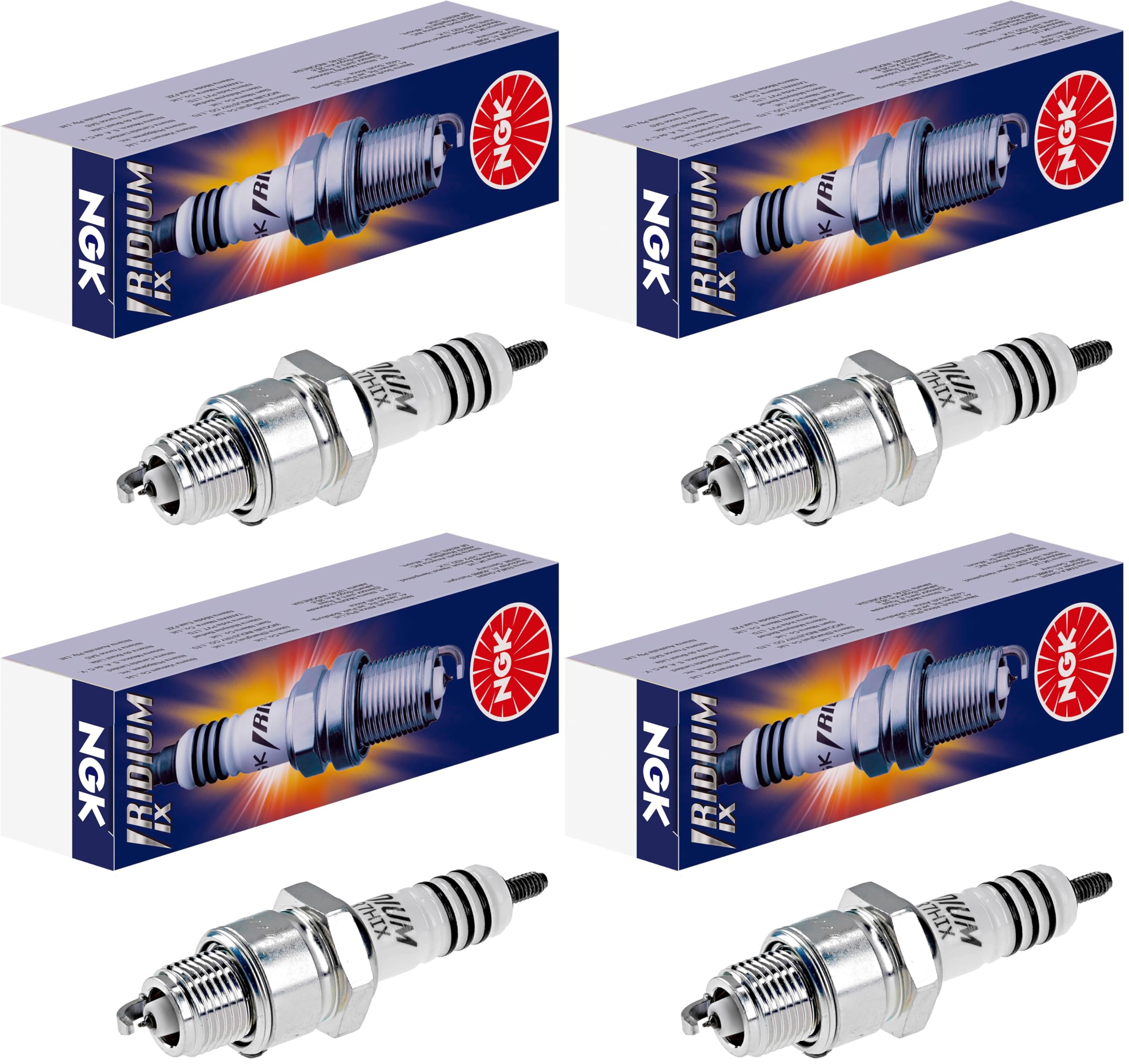 NGK Bujía de encendido 4085 Conexión roscada SAE Electro central Iridio Electrodo de masa supresión de interferencias 5 kOhm con asiento de estanqueidad plano Ancho de llave: 20,8 mm Long. de rosca: