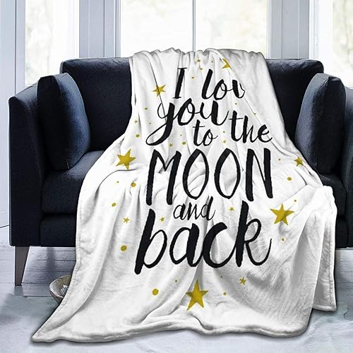 Janrely Love Soft - Manta de franela de forro polar, con texto en inglés "I Love You to The Moon and Back", decoración del hogar y cama, 40 x 50