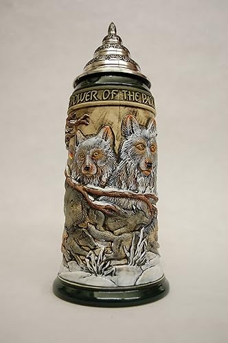 Cerveza Alemana Stein el poder del lobo Pack Relief Stein jarra de 0,75 litros, taza de cerveza KI 955 0,75L