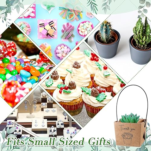 Miniatura 5 de 100 envolturas de agradecimiento para suculentas con asas de plástico de 3.2 x 3.2 x 3.2 pulgadas, bolsas de regalo para suculentas, regalos de