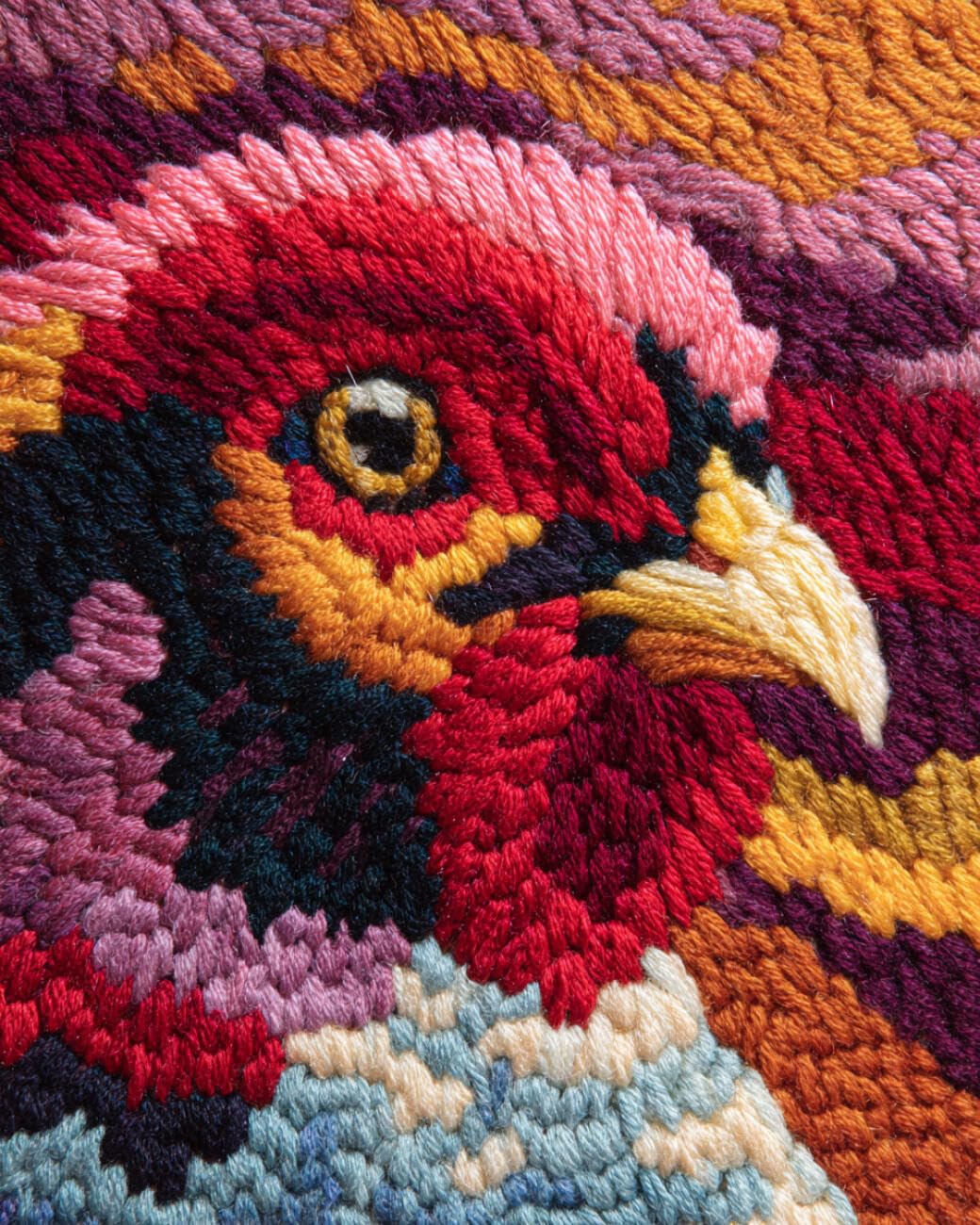 AMBATTERY Latch Hook Tapestry Kit Colorful Chicken 60x40cm