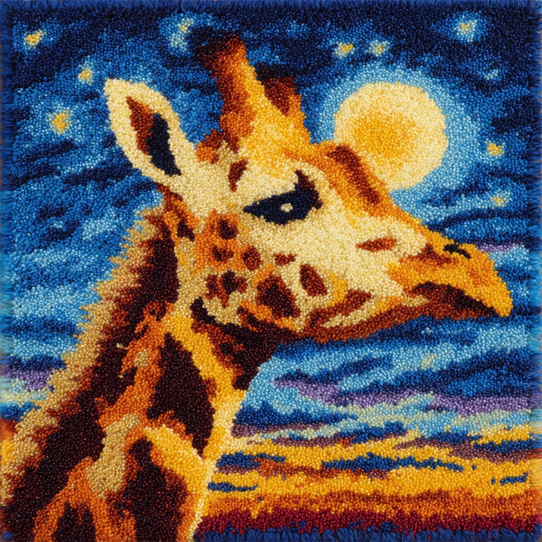 Kitquiver Animal Latch Hook Kits for Adults Cartoon Giraffe DIY Latch Hook Kits Pillow Printed Cushion Crochet Yarn 3D Embroidery Set Pillowcase Rug Home Decor 17x17In