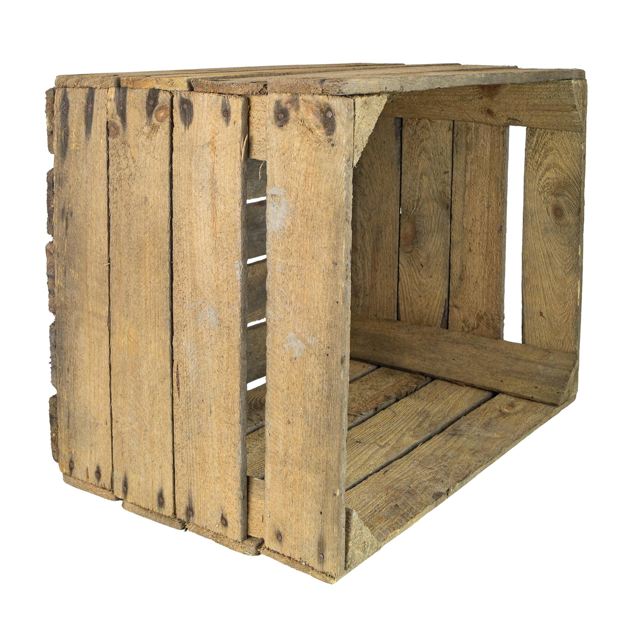Kistenkolli Altes Land 3er Set Obstkiste Holz gebraucht - Original Apfelkiste aus dem Alten Land - massive Vintage Holzkiste aus Altholz 49x42x31 cm - Weinkiste Deko Aufbewahrung DIY Möbel