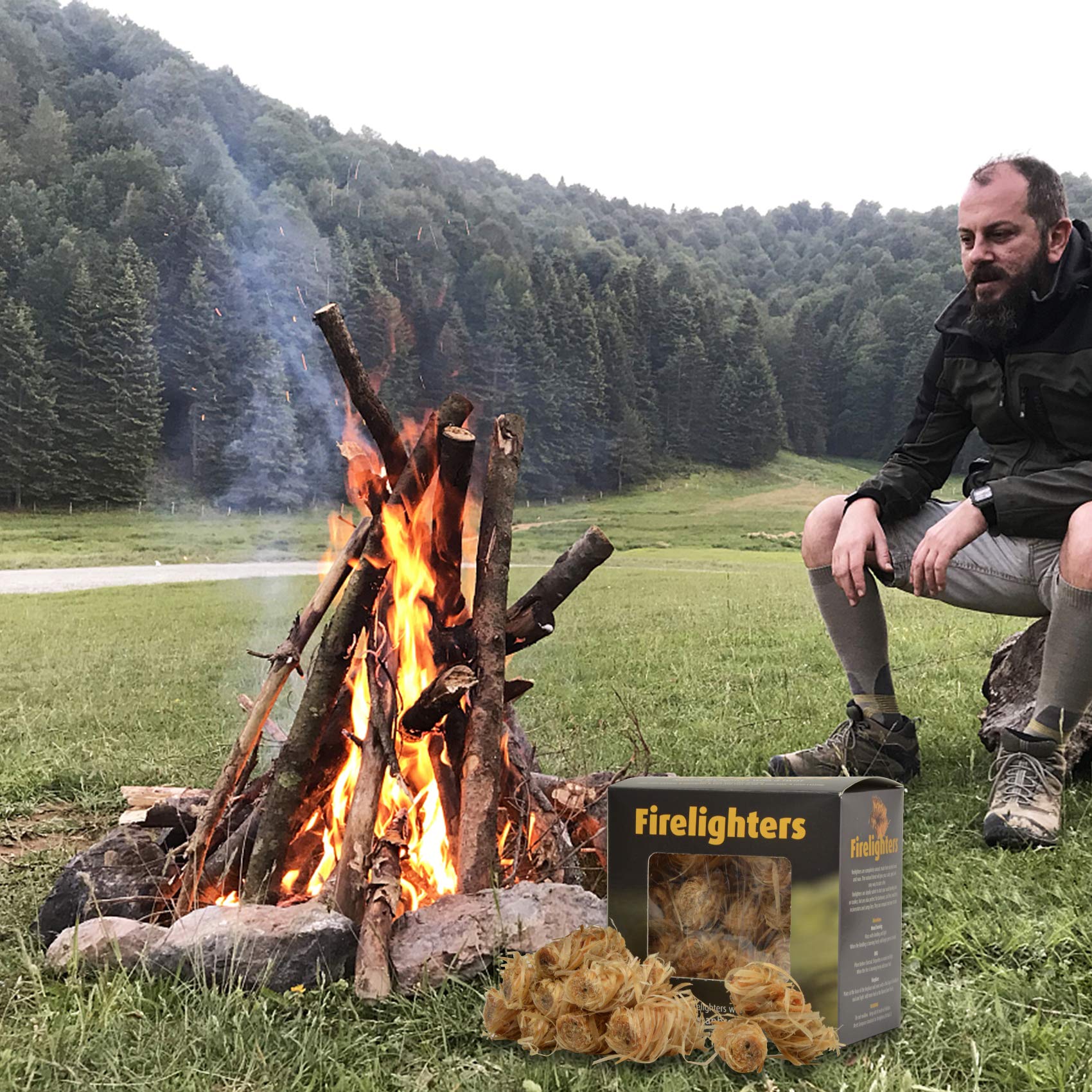 Stanbroil 32 arrancadores de fuego de carbón natural, iluminación súper rápida, perfectos para parrillas de barbacoa, ahumadores, estufa de leña, fogatas y chimeneas al aire libre