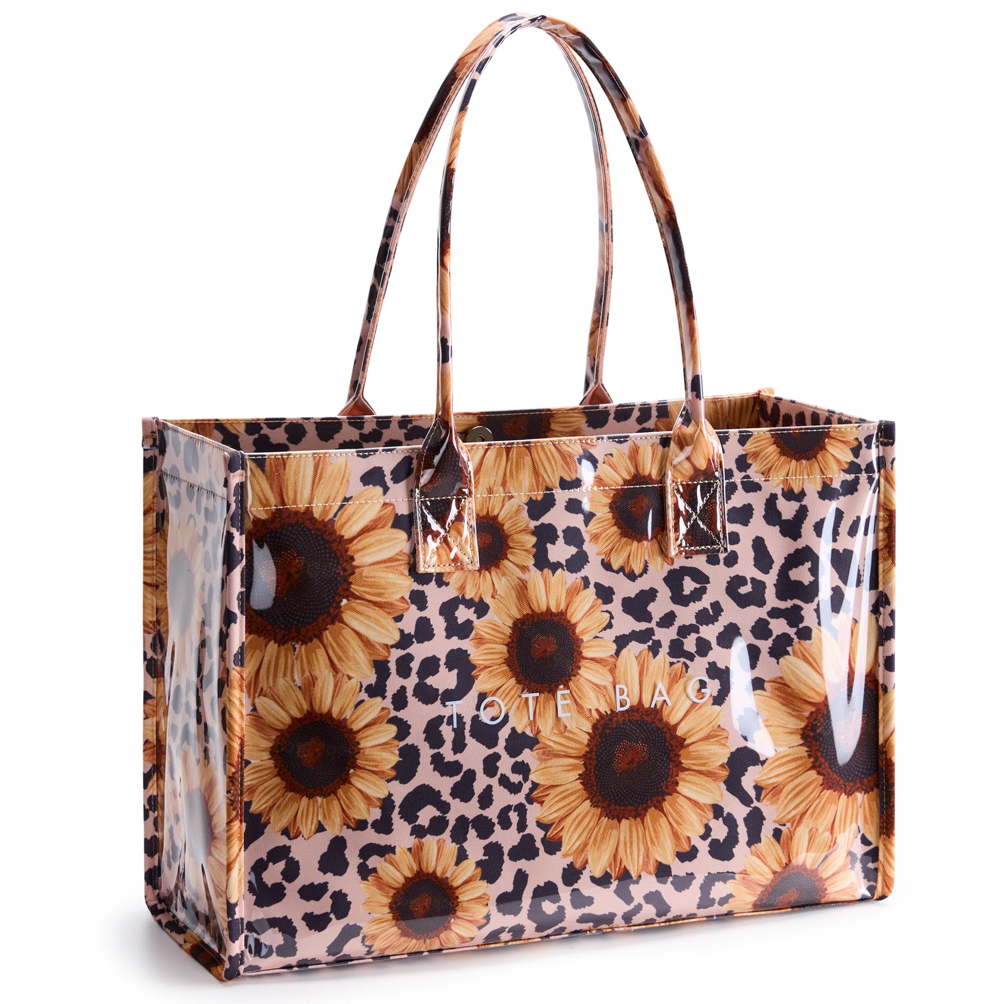 KALIDI PVC Tote Bag Women’s Kraft Paper Work Handbags Purses with Top Handle