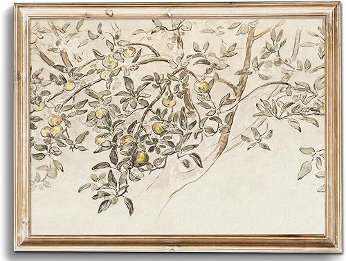 uniro Arte de pared vintage neutro, decoración de pared de granja, bosquejo de árbol, pintura al óleo botánica campestre, decoración de pared
