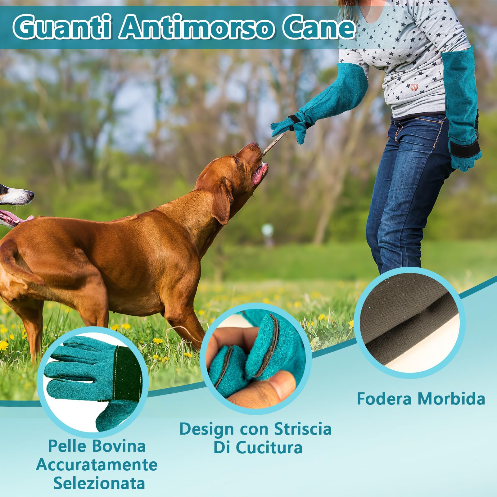 ZESTEFY Animal Handling Gloves, 60cm Guard Gloves, Cowhide Bite Proof Gloves - Image 3