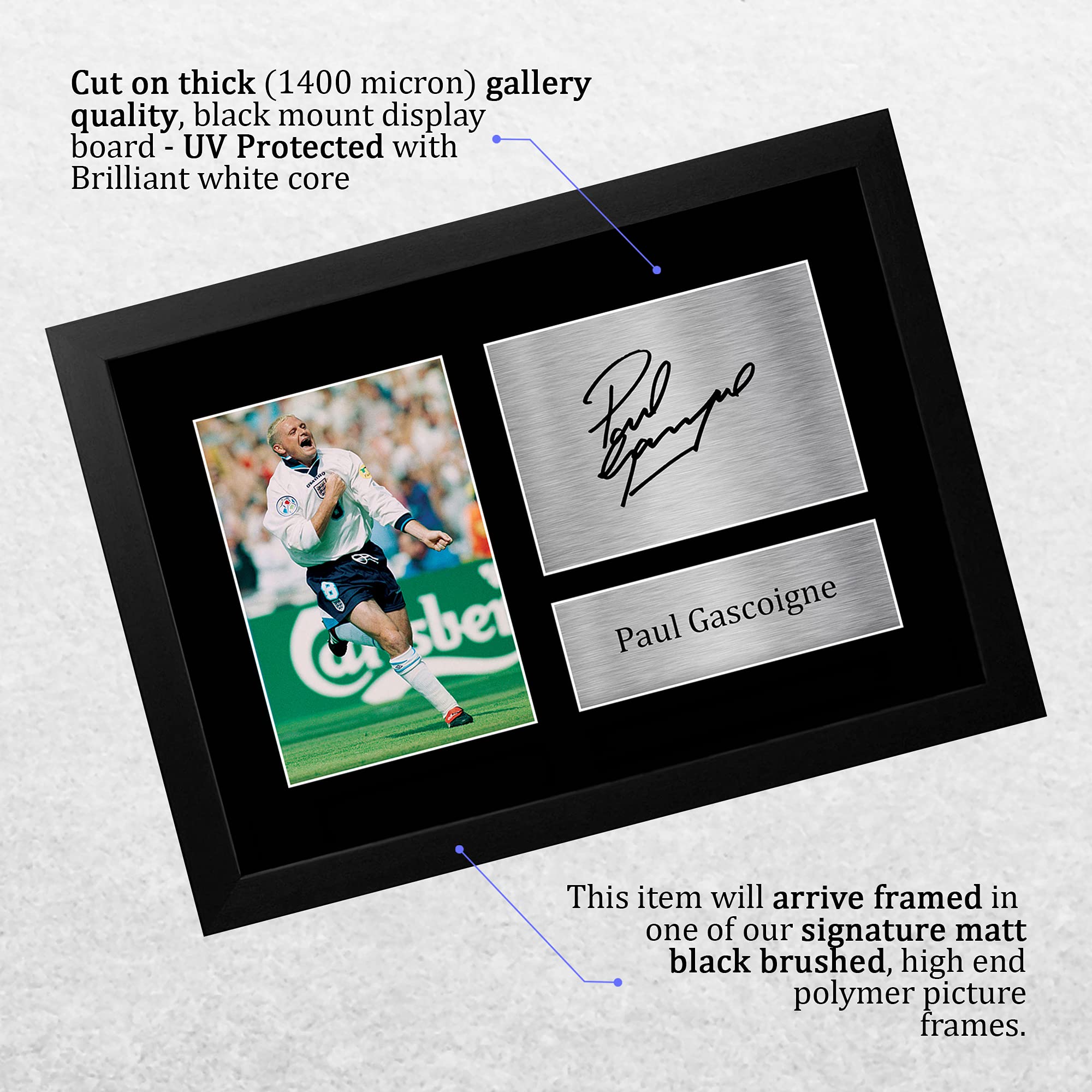 HWC Trading A4 FR Paul Gascoigne England Gazza Gifts Printed Signed Autograph Picture for Fans and Supporters - A4 Framed - Image 3