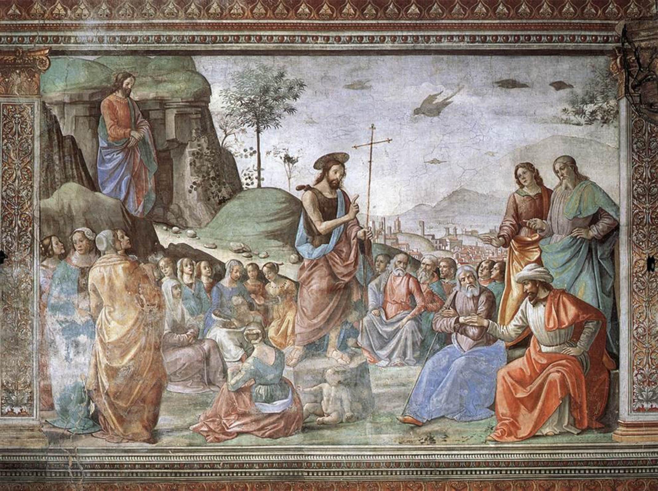 SERENDIPITP Retro Picture Poster Wall Art Pictures Painting Preaching of St John the Baptist Domenico Ghirlandaio Wall Art Canvas Print for Wall Decor 60x90cm