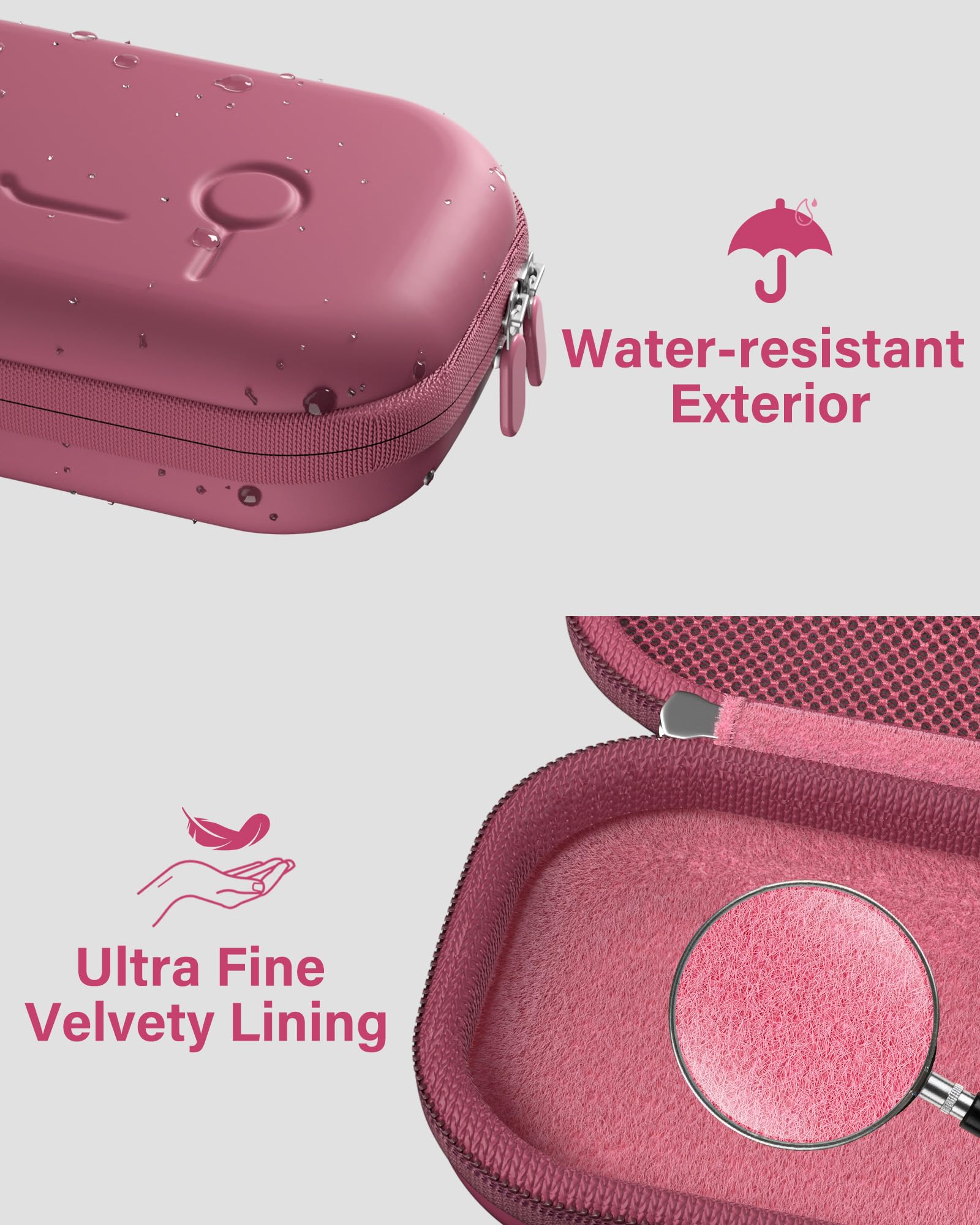 ProCase 聴診器ケース 耐衝撃 ハードEVA 収納ポーチ Littmann Cardiology対応 メッシュポケット付き - ラズベリー | Classic III Lightweight III IV MDF Acoustica等対応, ベルベット裏地, 弾性固定バンド, 軽量コンパクト, 持ち手付き, 医療従事者への贈り物に