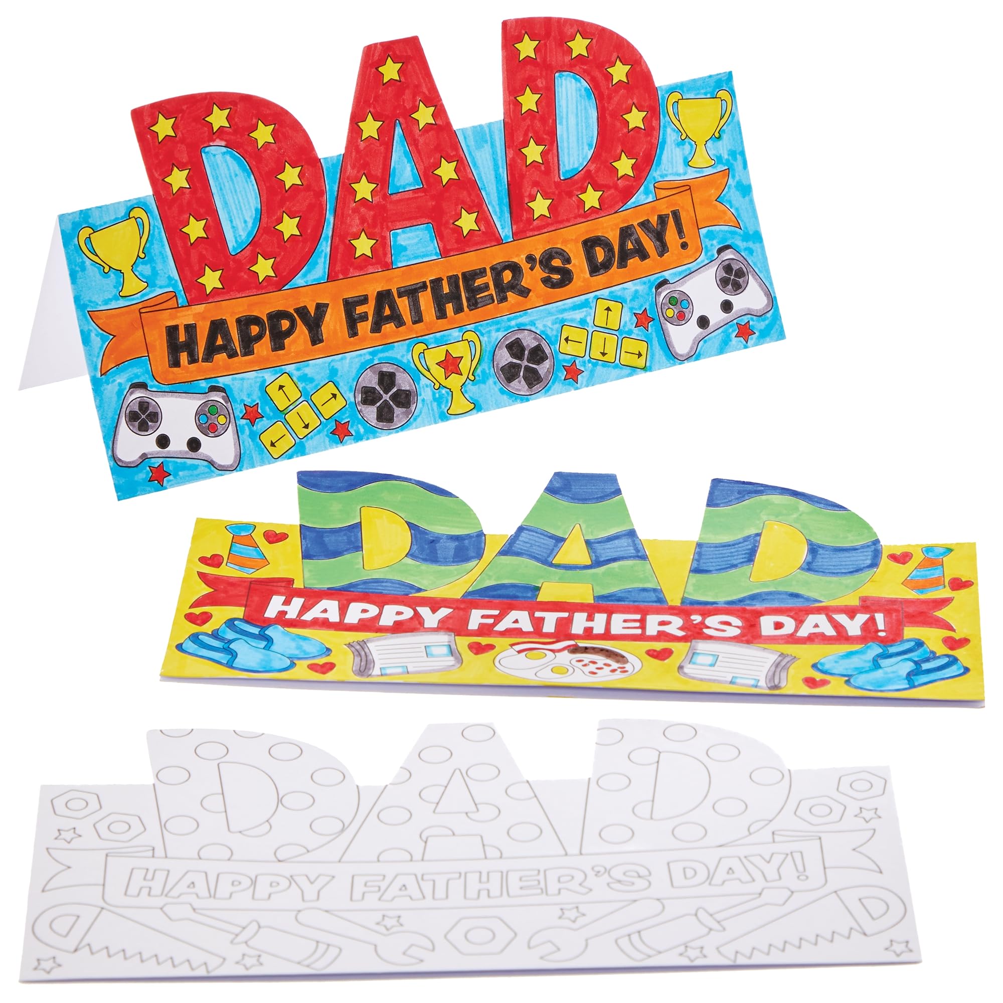 Baker Ross FN494 Father’s Day Colour-in Pop-Up Cards - Pack of 10, Father's Day Crafts for Kids