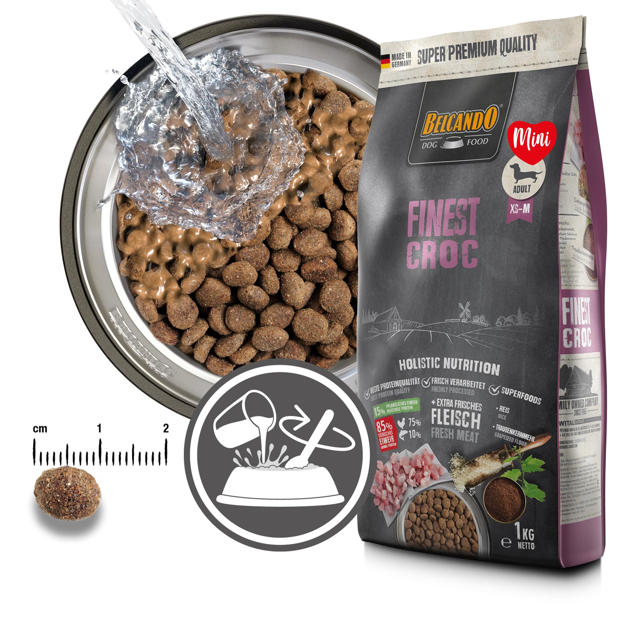 Belcando Finest Croc [12,5 kg] Alimento para Perros | Comida Seca para Perros pequeños y medianos | Alimento Completo para Perros Adultos a Partir de 1 año