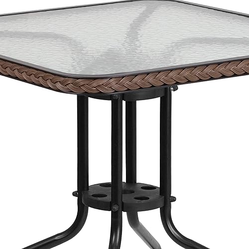 Miniatura 5 de Flash Furniture Lila - Juego de mesa cuadrada y sillas de patio de 3 piezas de 28 pulgadas para interiores/exteriores, mesa bistró de metal y vidrio