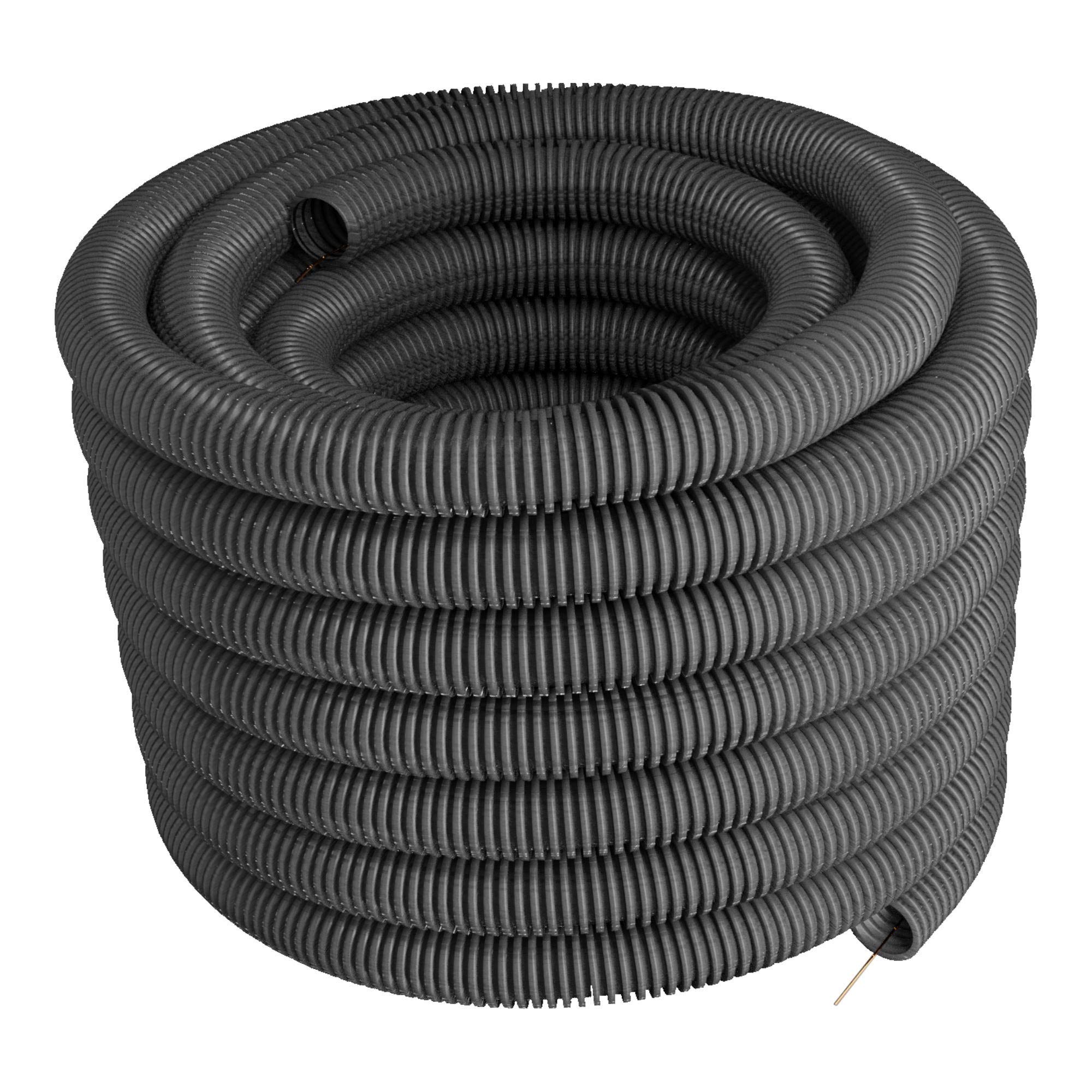 Elektroplast 50m Leerrohr Kabelkanal Wellschlauch Wellrohr ⌀25mm 320N 25/19 Schwarz Synthetischer Gummi 0.76 €/m Rohr mit Zugdraht 1873