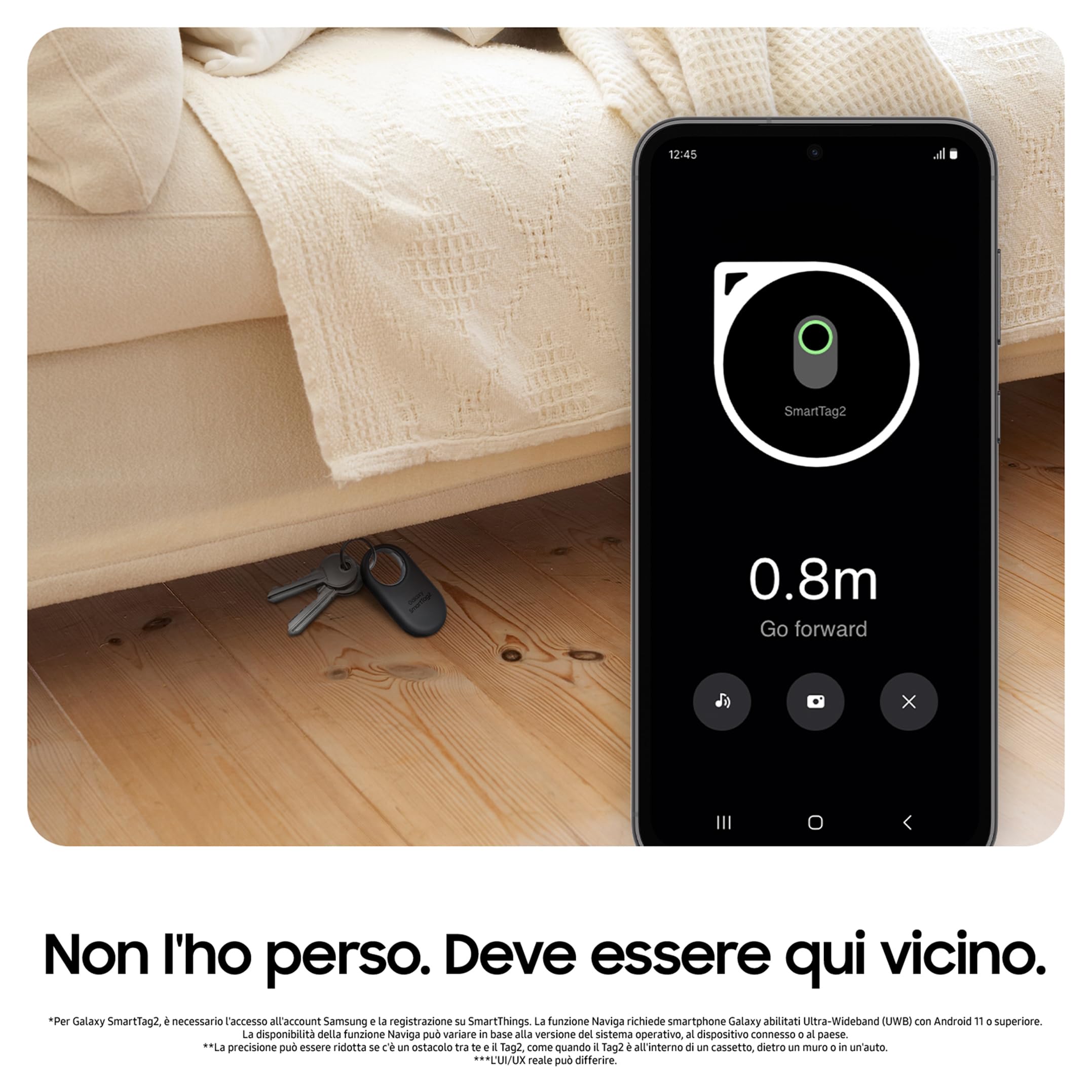 Samsung Galaxy SmartTag2 (4 Pezzi) Localizzatore Bluetooth con Modalità Smarrito, Design compatto, Batteria a lunga durata, Resistenza IP67, Black e White 2023