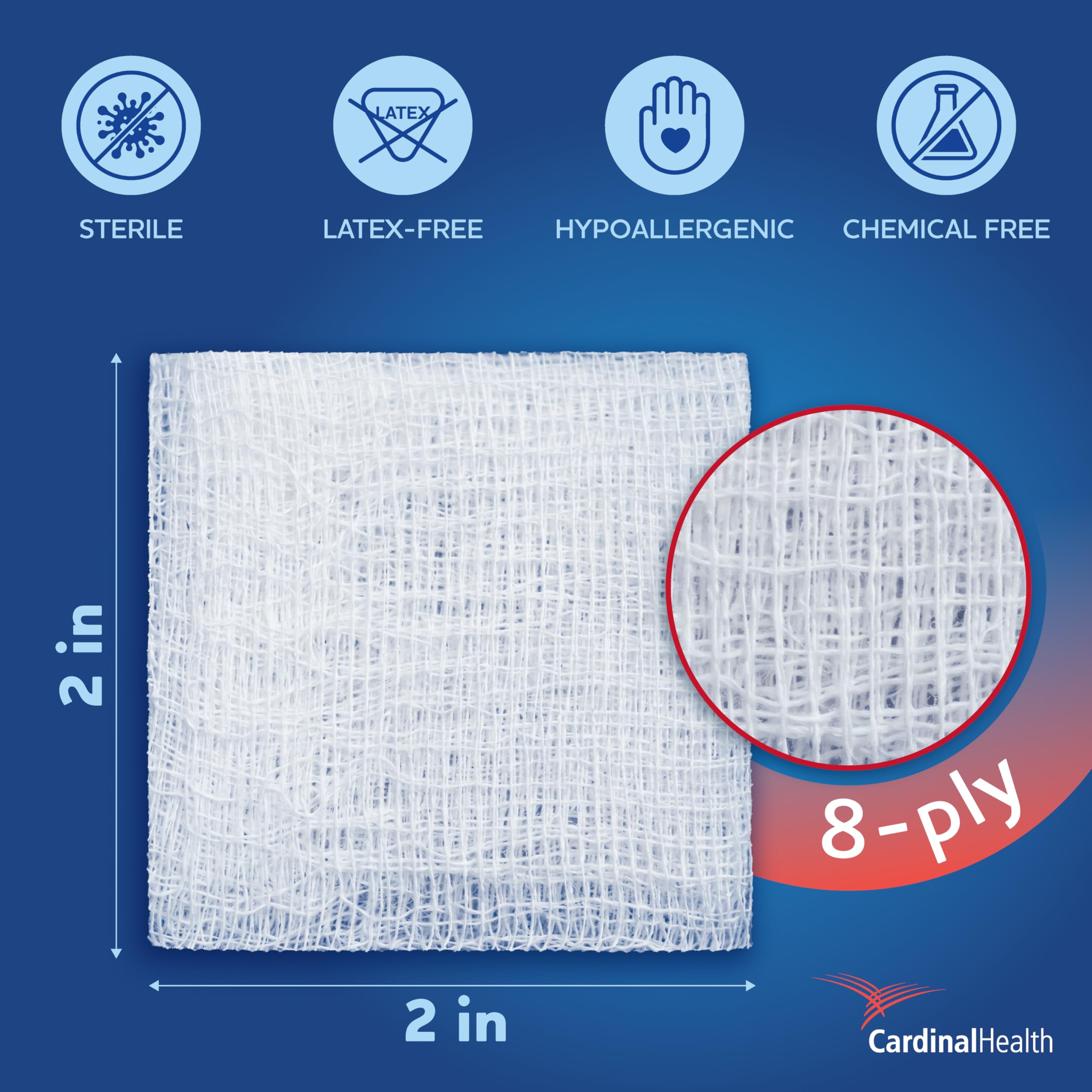 Covidien 1806 Curity Gauze Sponge, Sterile 2's in Peel-Back Package, 2" x 2", 8-ply (Pack of 100) — Amazon image 3