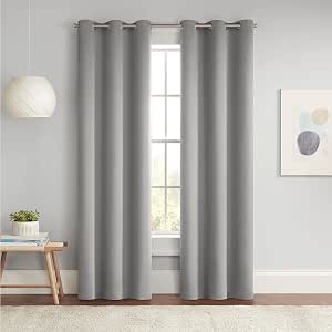Eclipse Blackout Curtains, Darrell Thermaweave Rod Pocket 37 in x 63 in Curtain Panel in Black, Sold as a Single Curtain Panel
