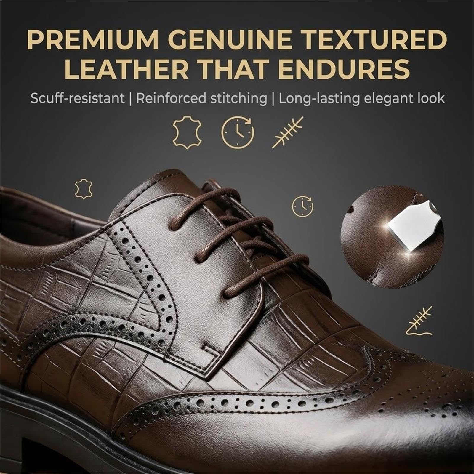Scarpe Eleganti da Uomo in Vera Pelle, Scarpe Formali Stringate