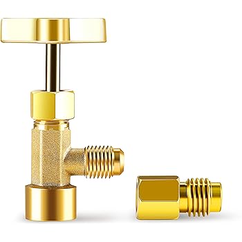 R134A Can Tap Valve Refrigerant Dispenser Tool with Tank Adapter for 1/4 and 1/2 inch AC Freon Charging Hose