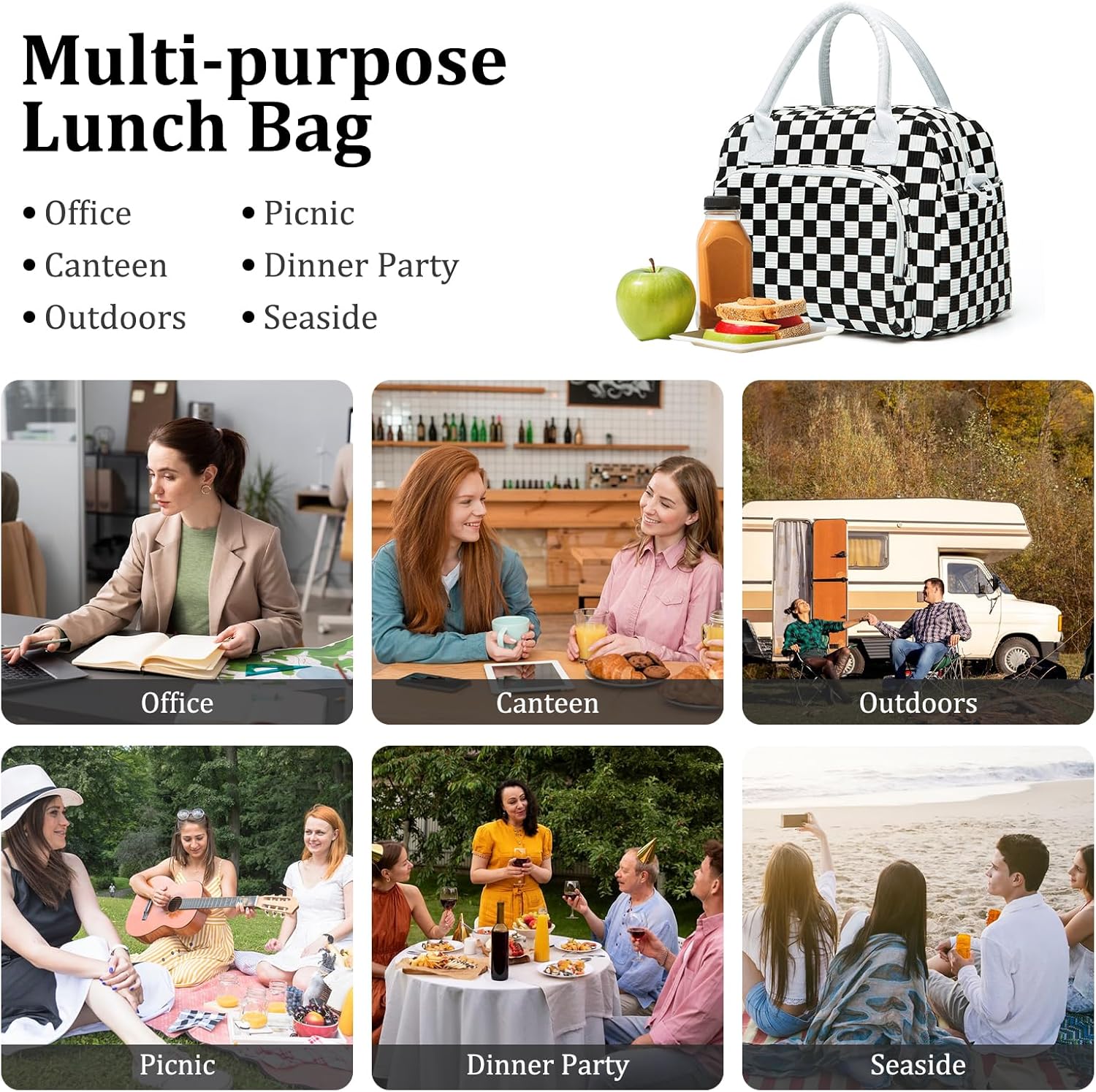 MEXS Insulated Lunch Bag for Women Men Large Reusable Lunch Box Adult Leakproof Portable Cooler Tote Bags for Work Picnic