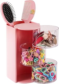 Hair Accessories Organizer, 3-Tier Vanity Caddy, Pink