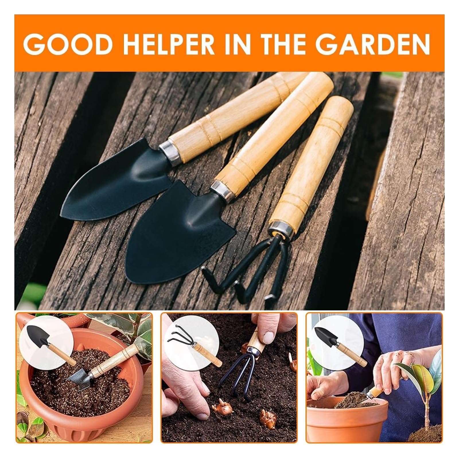 Juego de herramientas de jardinería, herramientas ergonómicas y de jardinería para plantar suculentas y flores (mezcla de 2 juegos)
