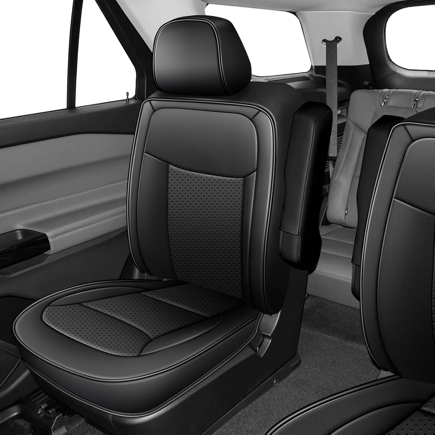 AOMSAZTO Seat Cover for Ford Explorer 2020 2021 2022 2023 2024 (XLT,Limited,Timberline,ST-LINE) 6 Seats - Full Set Customized Full Set Black Seat Covers
