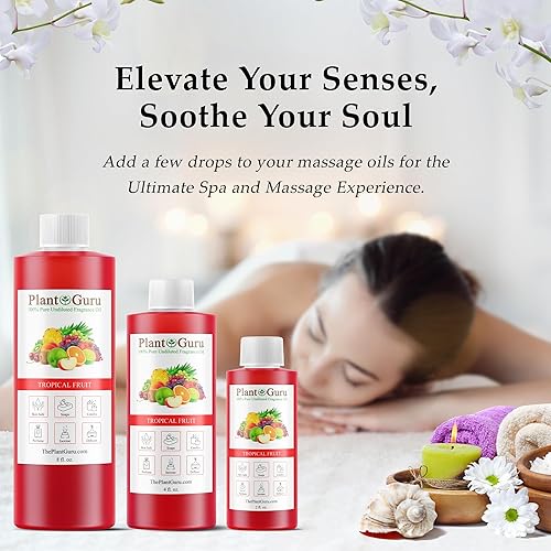 Miniatura 6 de Aceite aromático de frutas tropicales, 8 onzas líquidas, aceite perfumado para hacer jabón, velas, bombas de baño, mantequillas corporales. Se