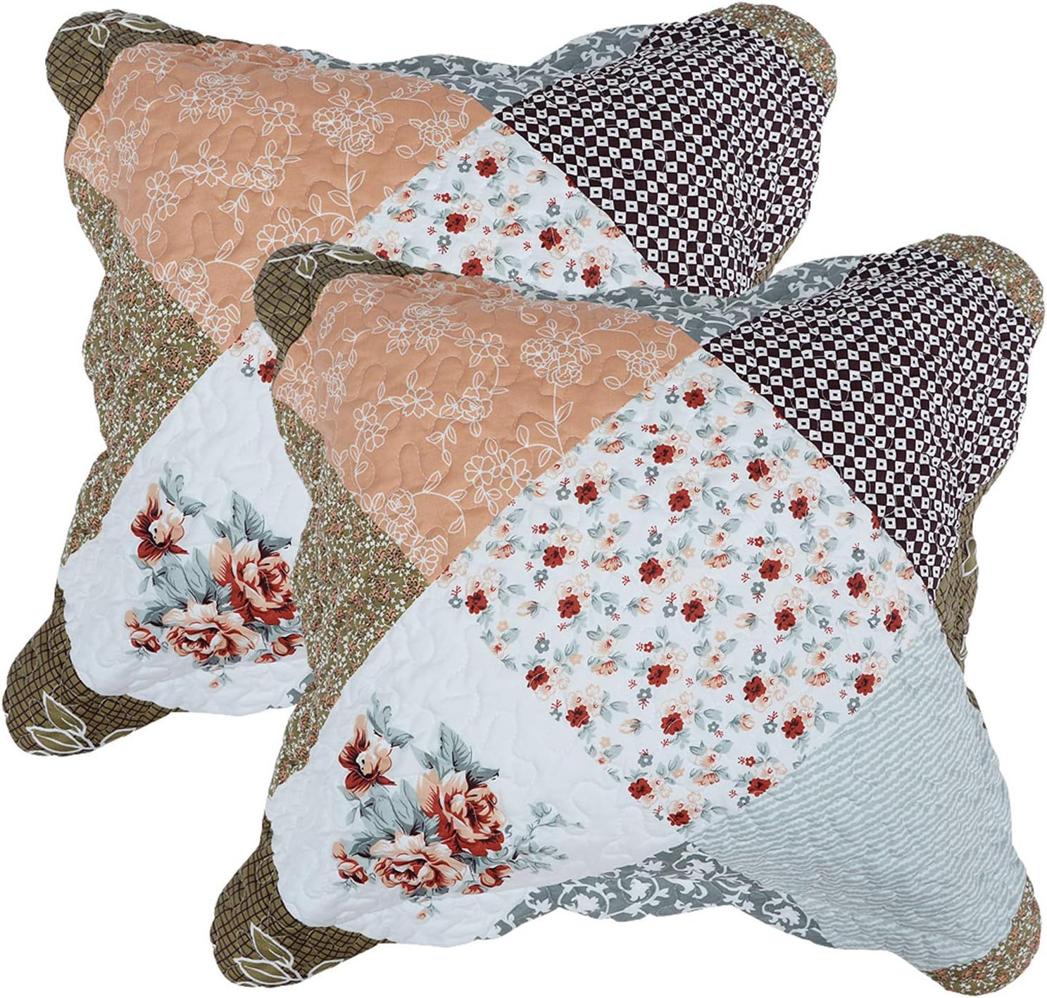 Travan Throw Pillow Cover Microfiber Decorative Pillowcases Cover for Couch Floral Patchwork Pattern, 18 x 18Inch