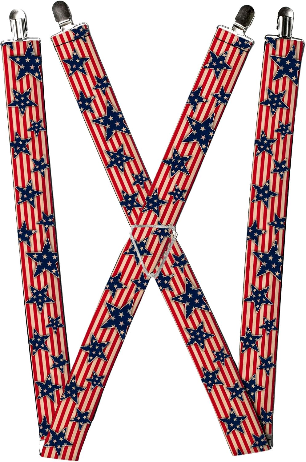 Buckle-Down Suspenders, Americana Stars Stripes Red White Blue White