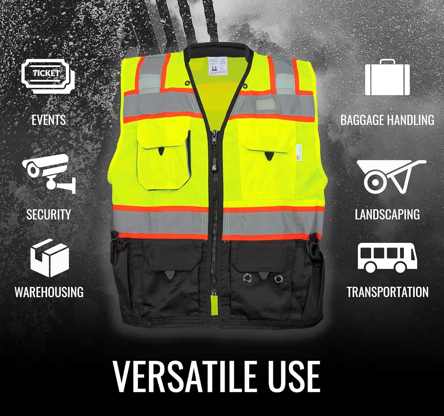 Global Glove GLO-099 Premium High-Visibility Surveyors Safety Vest, Lightweight and Breathable, Zipper Closure, 9 Pockets - Image 6