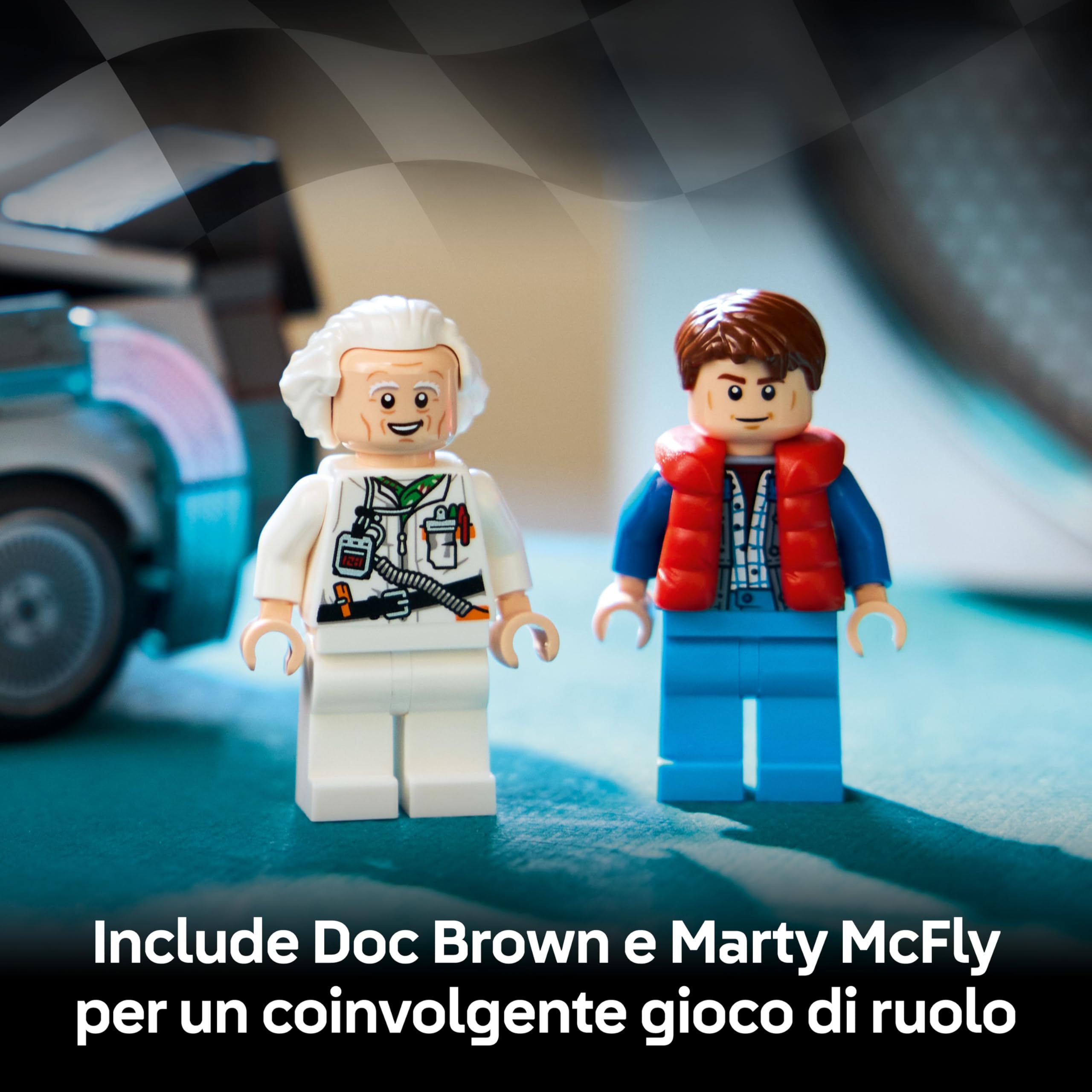 LEGO Speed Champions Macchina del Tempo di Ritorno al Futuro Giocattolo - Kit Modellino di Auto con Minifigure di Doc Brown e Marty McFly - Regalo per Bambini, Bambine e Fan del Film da 9 Anni - 77256