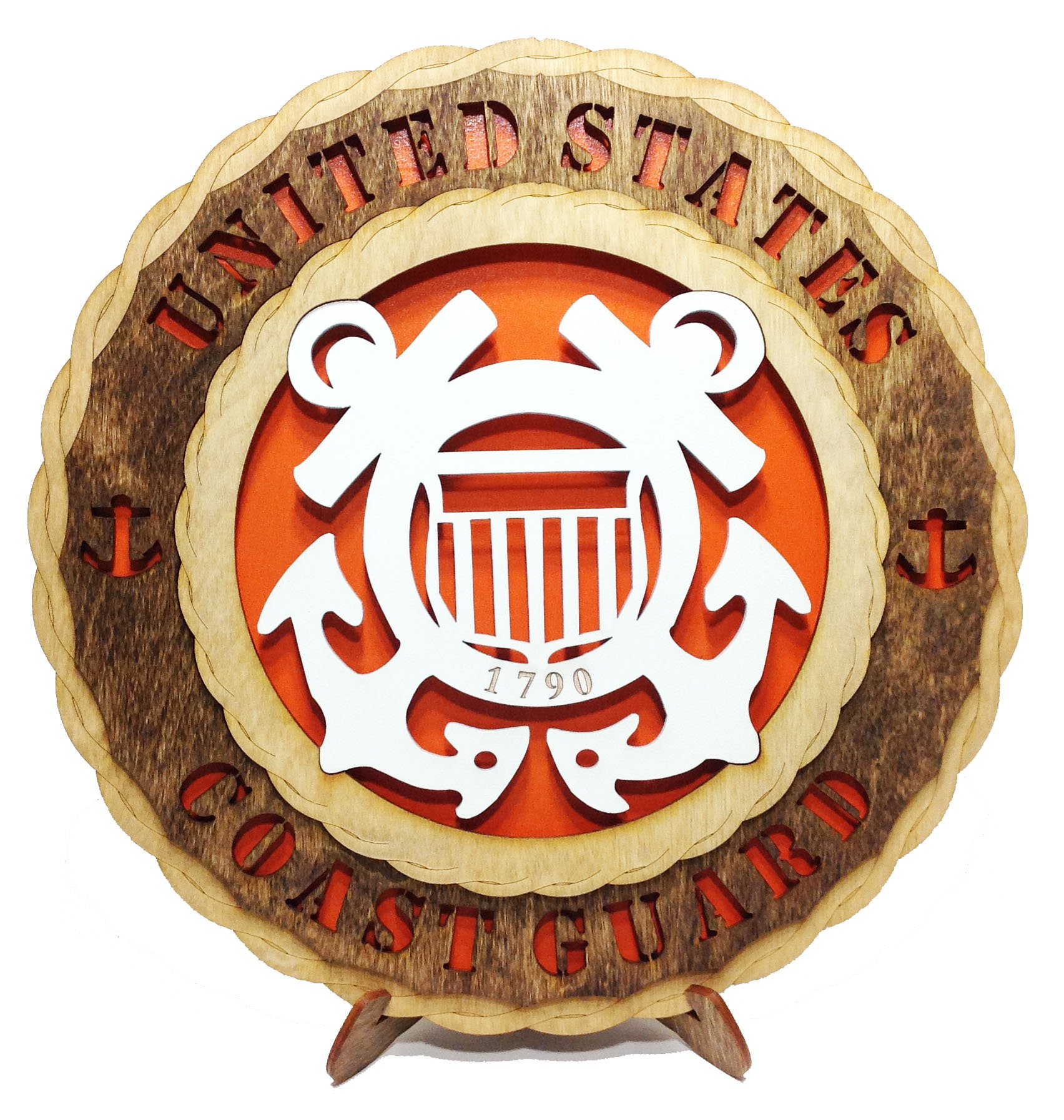Coast Guard Armed Forces Military Decorative Laser Crafted Three Dimensional Wooden Wall Plaque