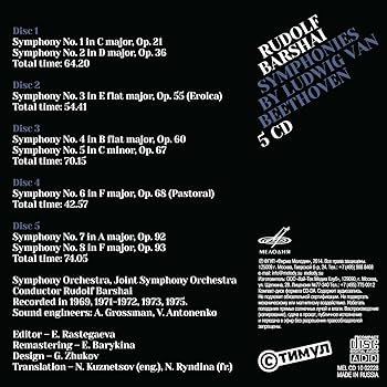 (CD)Rudolf Barshai Conducts Beethoven／ Philharmonic Orchestra、Beethoven 5CD) Rudolf Barshai - Beethoven: Symphonies Nos.1-8