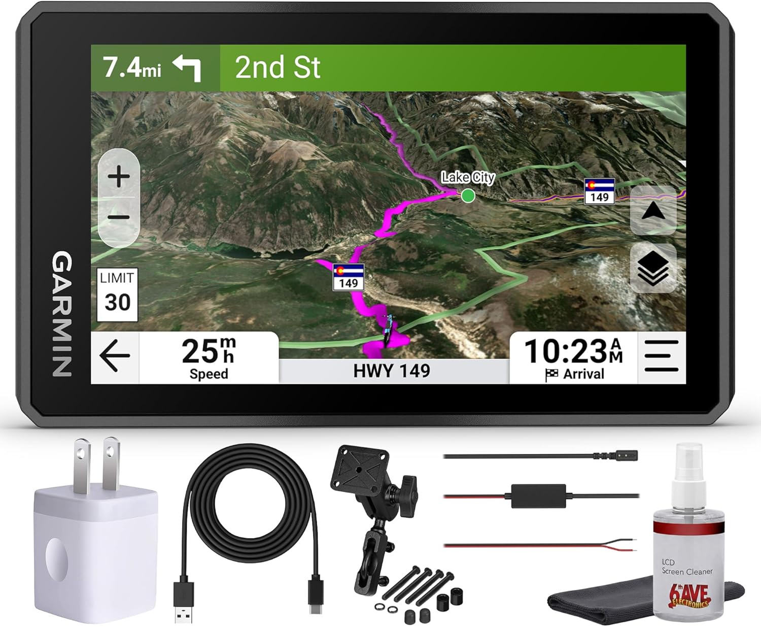 Garmin zūmo XT3 4.7" Motorcycle GPS Navigator with Adventurous Routing, Lean Angle Tracking, Satellite Imagery & Wireless Updates Bundle