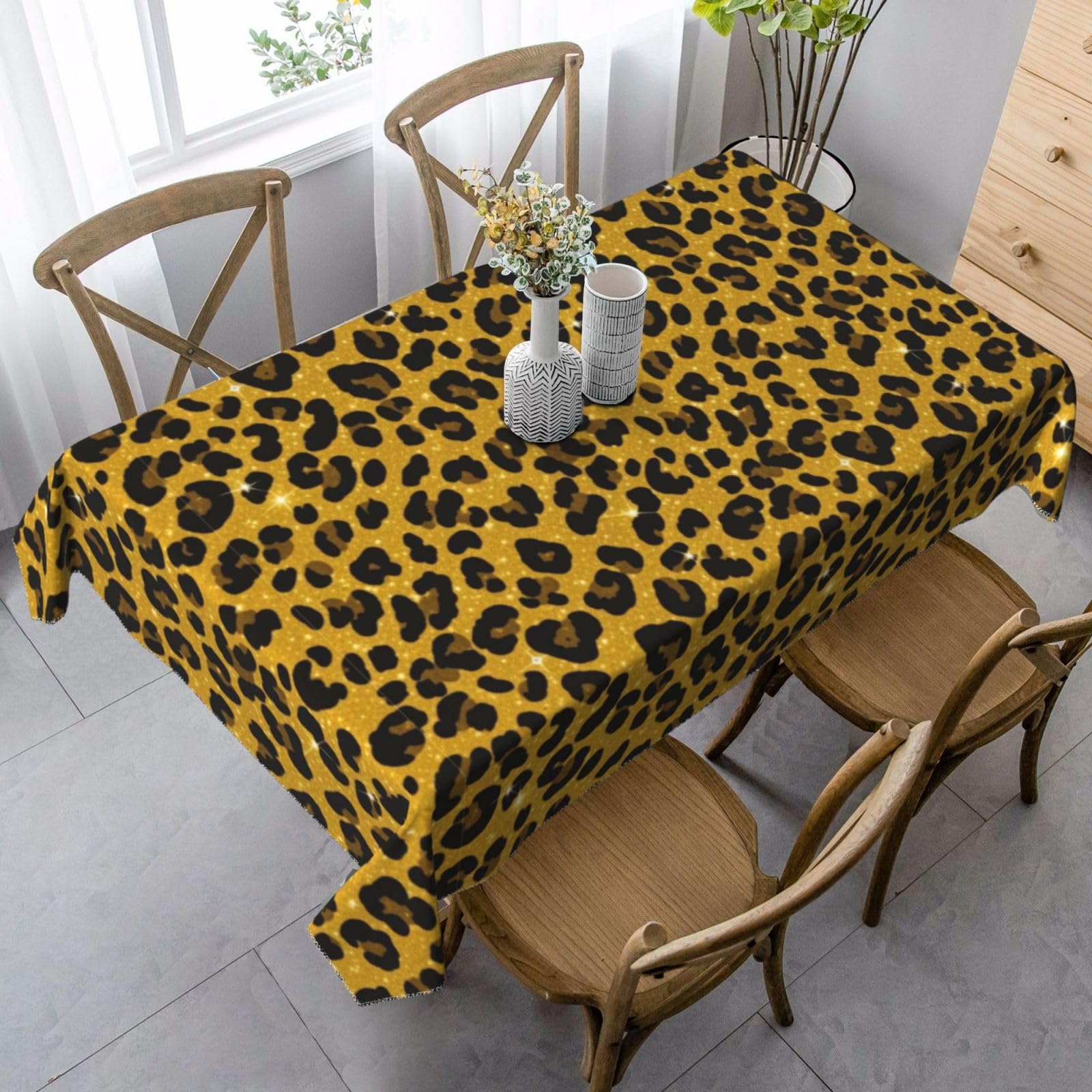 Nappe guépard et léopard 137X183cm anti-plis pour mariage et plein air
