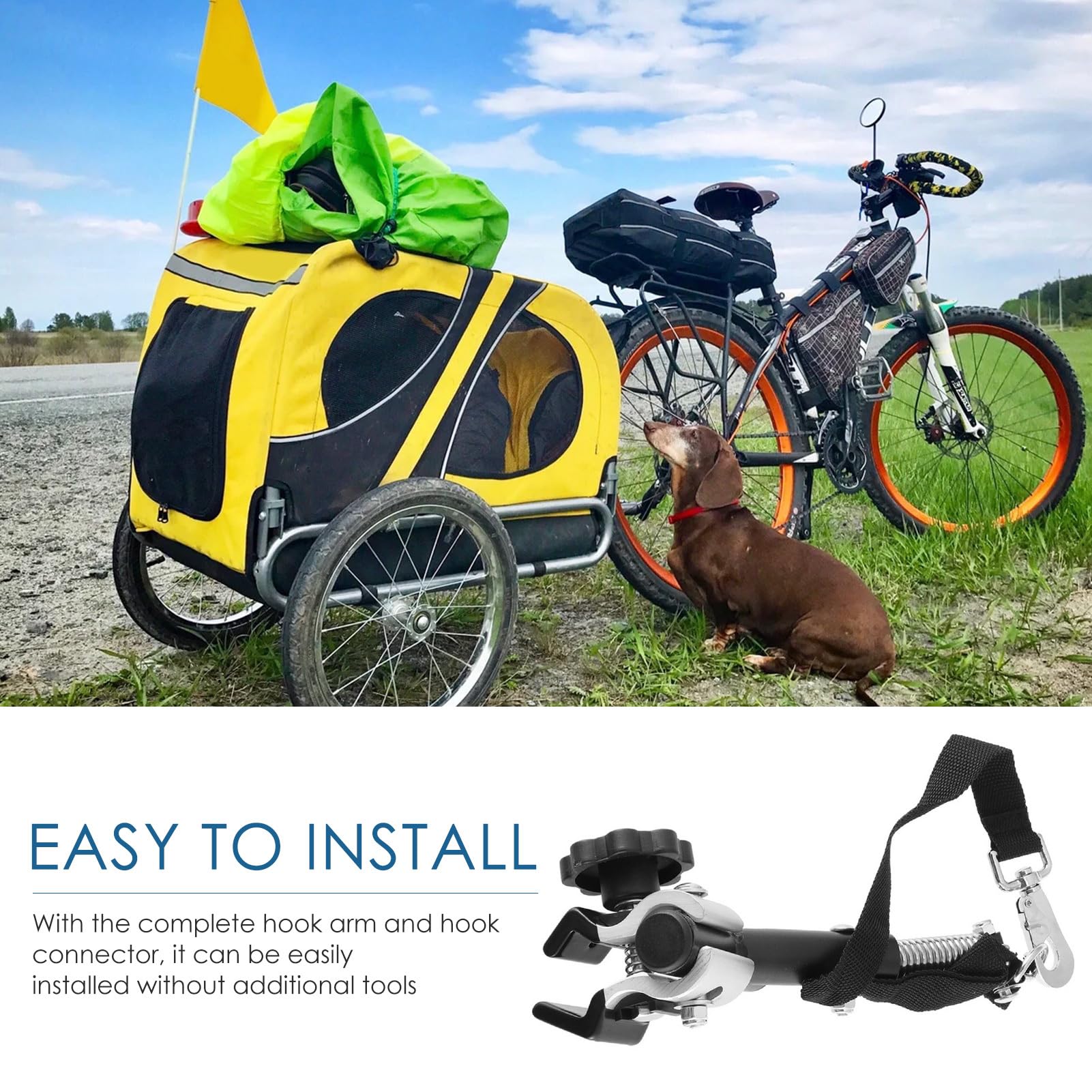 Abrazadera de remolque para bicicleta - Conector de enganche para remolque de bicicleta,Enlace seguro ligero y portátil para aventuras Transporte Almacenamiento Viajes por carretera