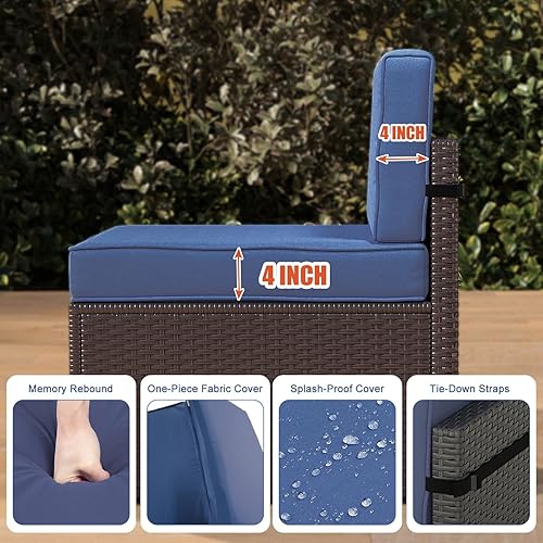 Miniatura 4 de Kinsuite Juego de 7 piezas de conversación al aire libre, juego de muebles de patio para todo tipo de clima con cojines, juego de sofá modular de