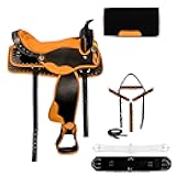 Classic Barrel Racing Handmade Western Synthetic Horse Saddle Lightweight High Cantle Barrel Racing Saddle Trail Tack Equestrian Horse Saddle All Accessories
