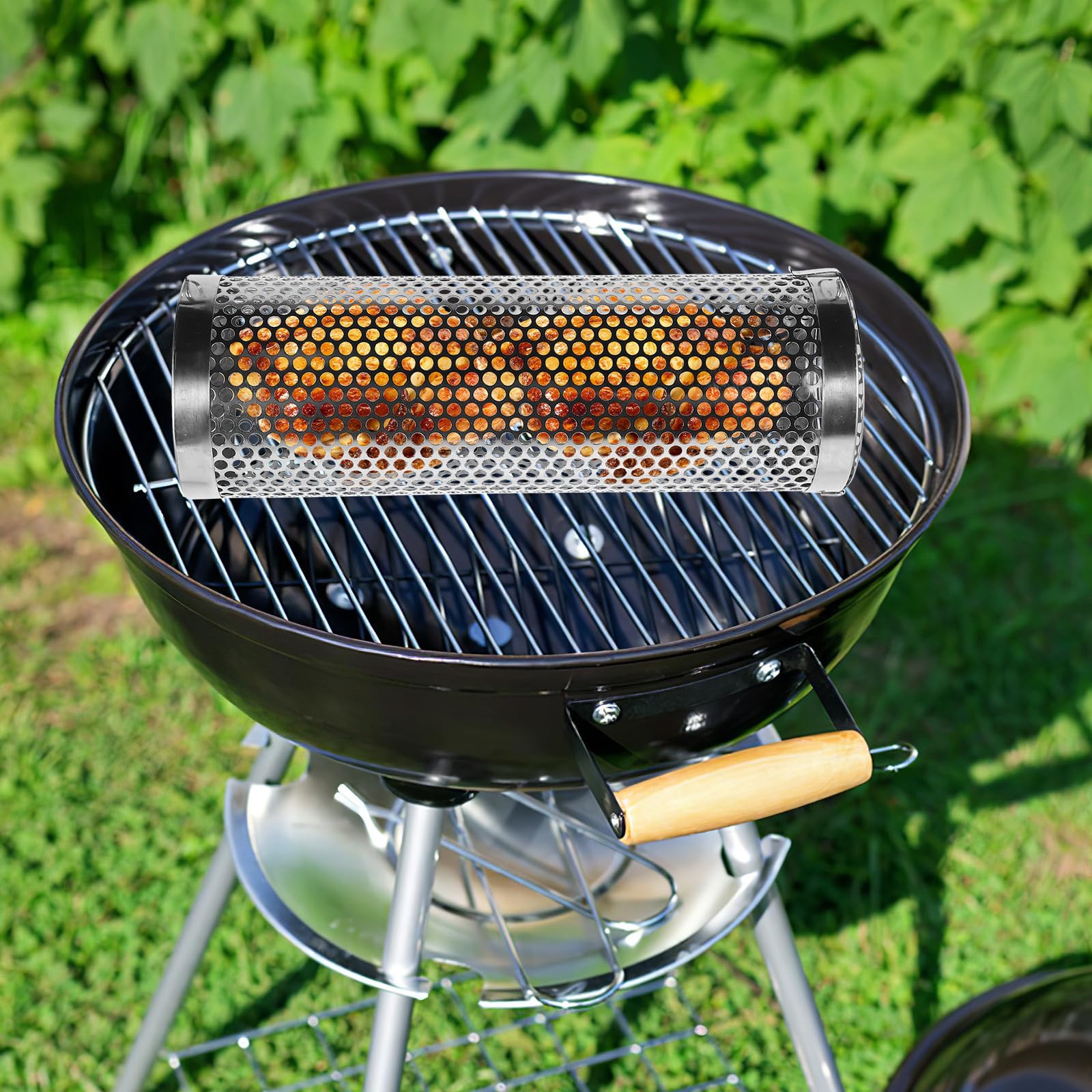 Acero Inoxidable Cesta para Parrilla Plata, Redonda, Portátil