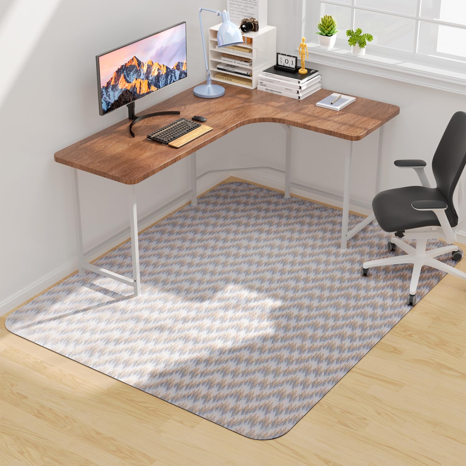 Blvornl Tapete para silla de oficina para suelo de madera dura, tapete de silla rodante para madera dura, protector de suelo duro antideslizante grande, tapete de escritorio de computadora resistente