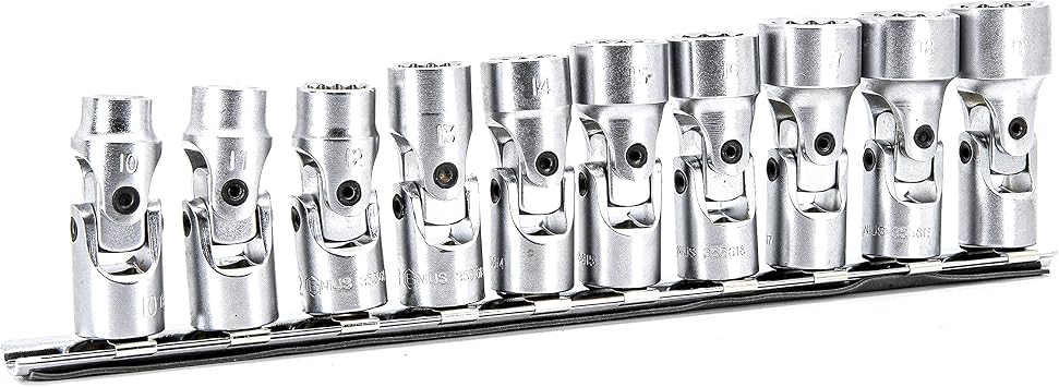 Genius Tools 10PC 3/8 Dr. Metric Universal Hand Socket Set (12-Point) - US-310M